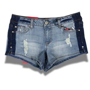 CELEBRITY PINK Colorblock Blue Denim Mini Jean Shorts NWT 3/26